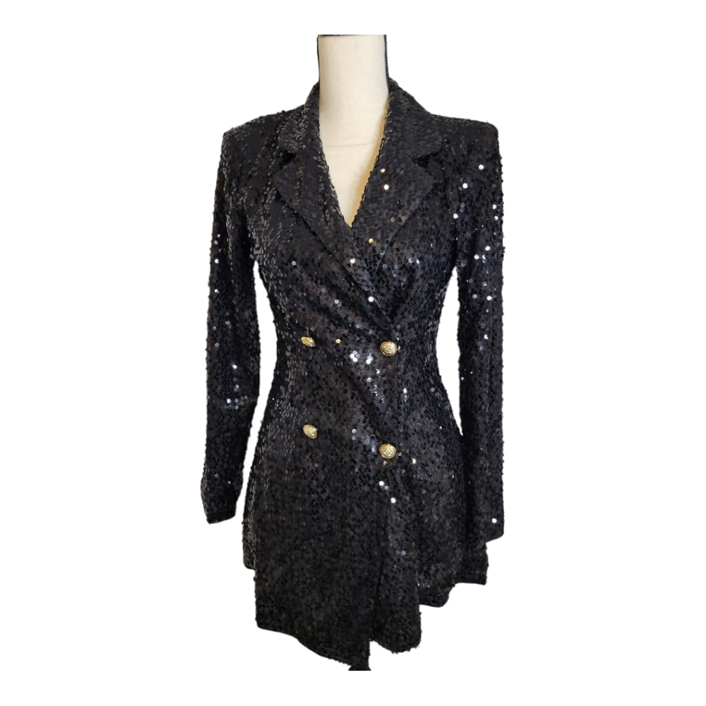 EUC Condition Shein Black Sequined blazer Size S